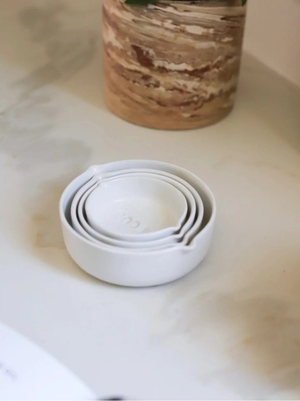 White Stoneware Nested Measuring Cups - Set of 4